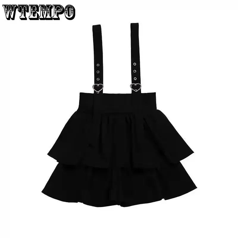 Vintage Gothic Punk Lolita Skirt - High Waist Harajuku Y2K Mini Suspender Skirt - Bottoms - Skirts - 6 - 2024