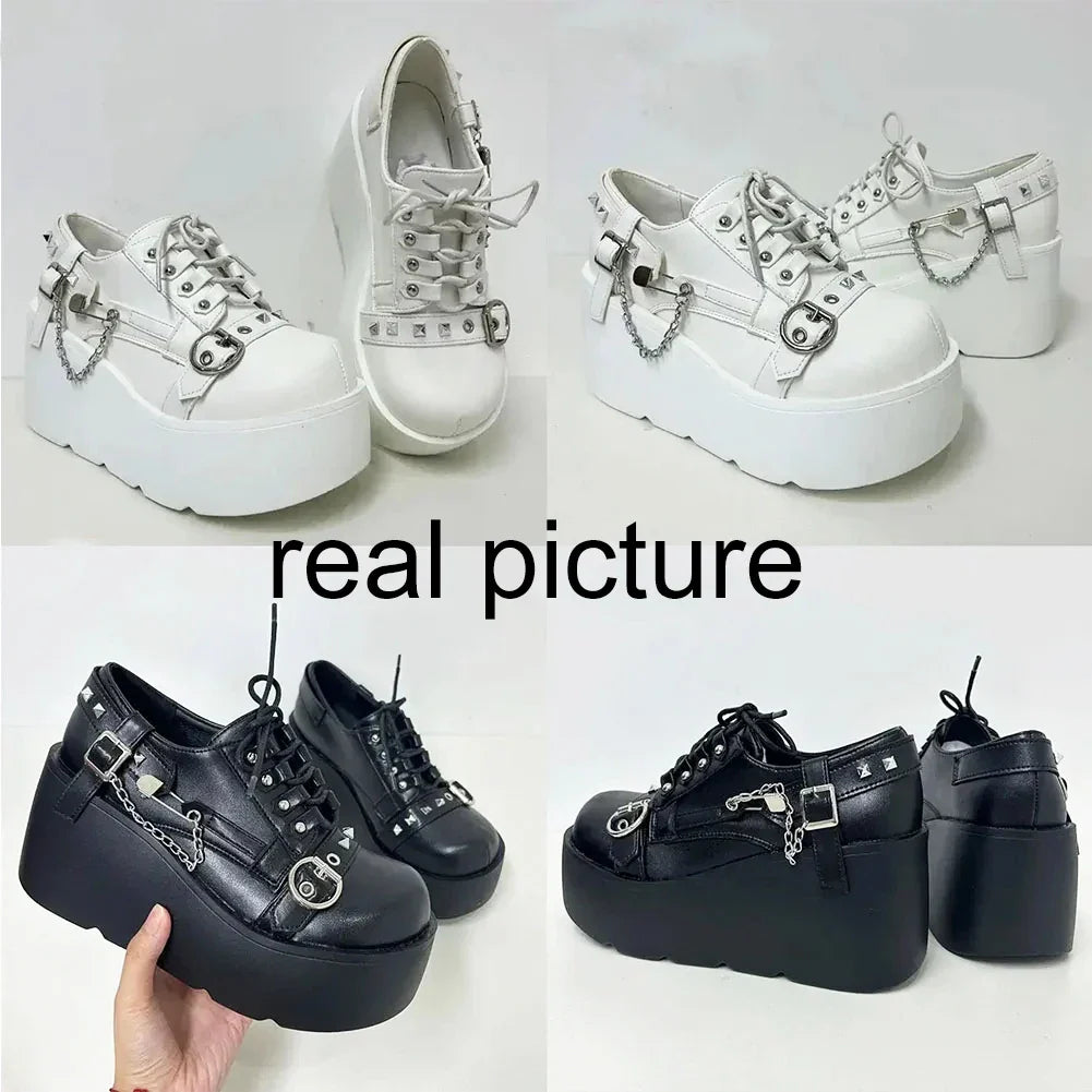 Gothic Punk Platform Rivet Chain Pumps - All Products - Shoes - 3 - 2024