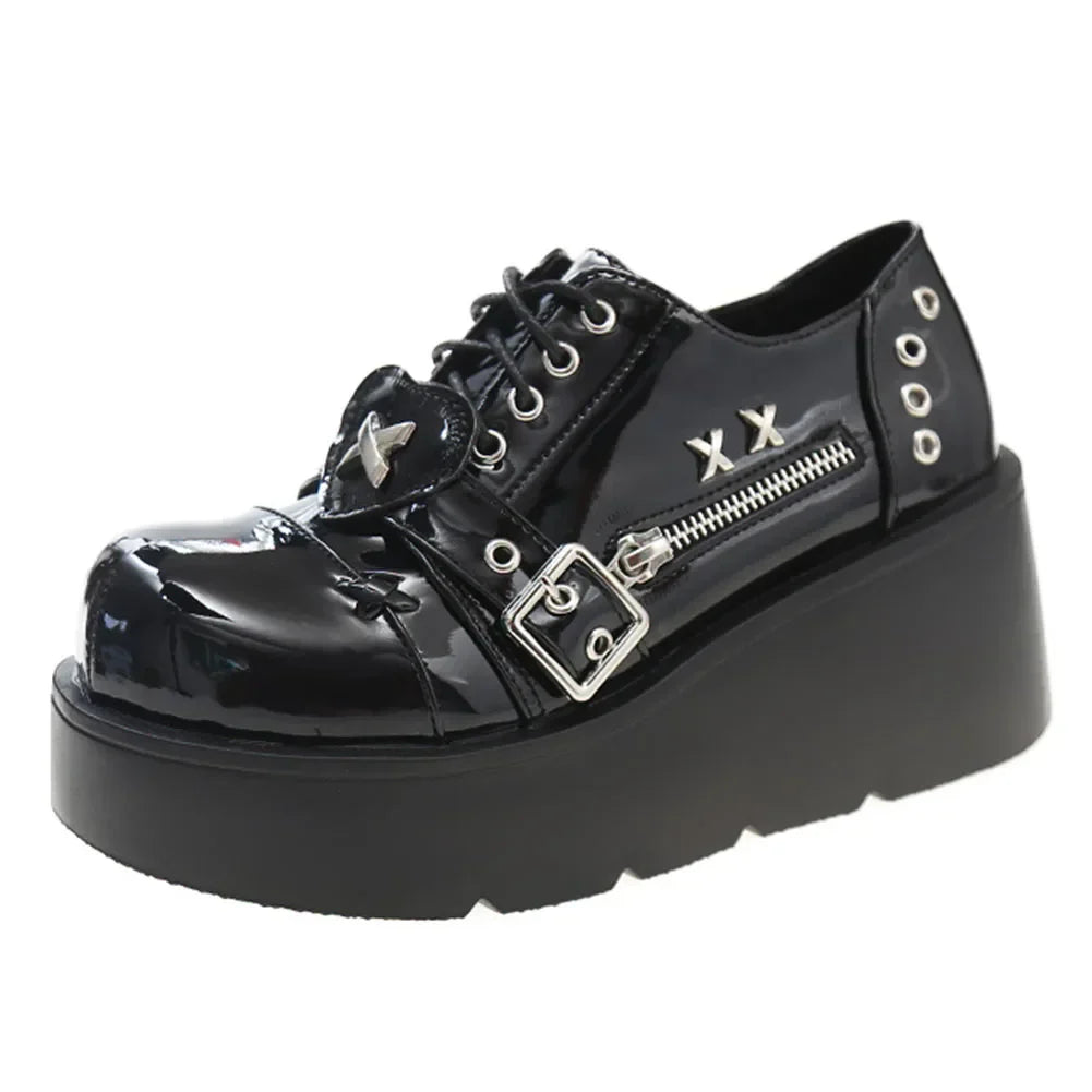 Gothic Punk Platform Rivet Chain Pumps - black 3 / 5 - All Products - Shoes - 9 - 2024