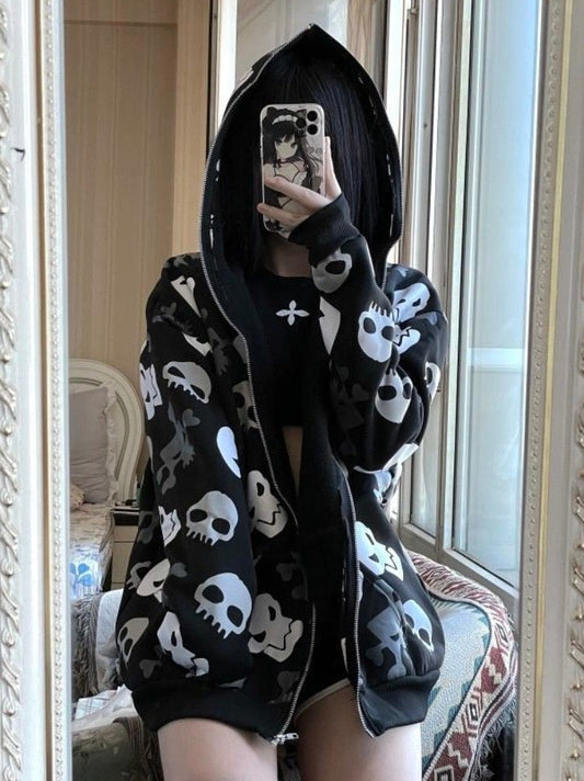 Gothic Punk Skull Hoodies - Women’s Clothing & Accessories - Shirts & Tops - 2 - 2024