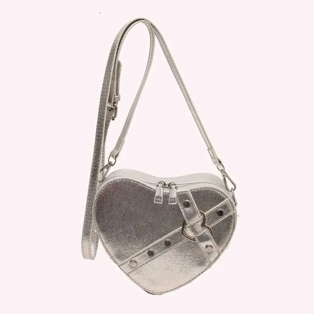 Heart-Shaped PU Leather Crossbody Bag – Gothic Rivet Shoulder Purse - Crossbody Bags - Cross Body Bags - 2024 - 10