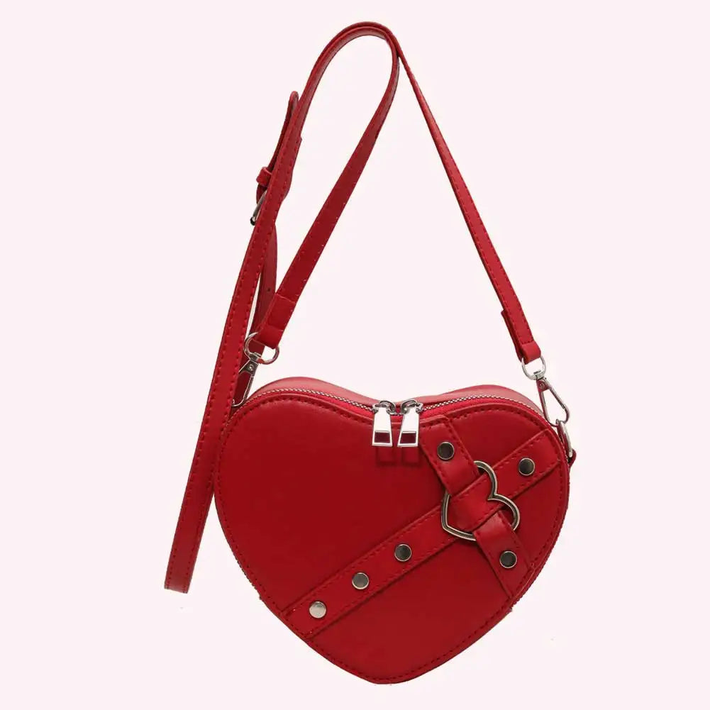 Heart-Shaped PU Leather Crossbody Bag – Gothic Rivet Shoulder Purse - Crossbody Bags - Cross Body Bags - 2024 - 8