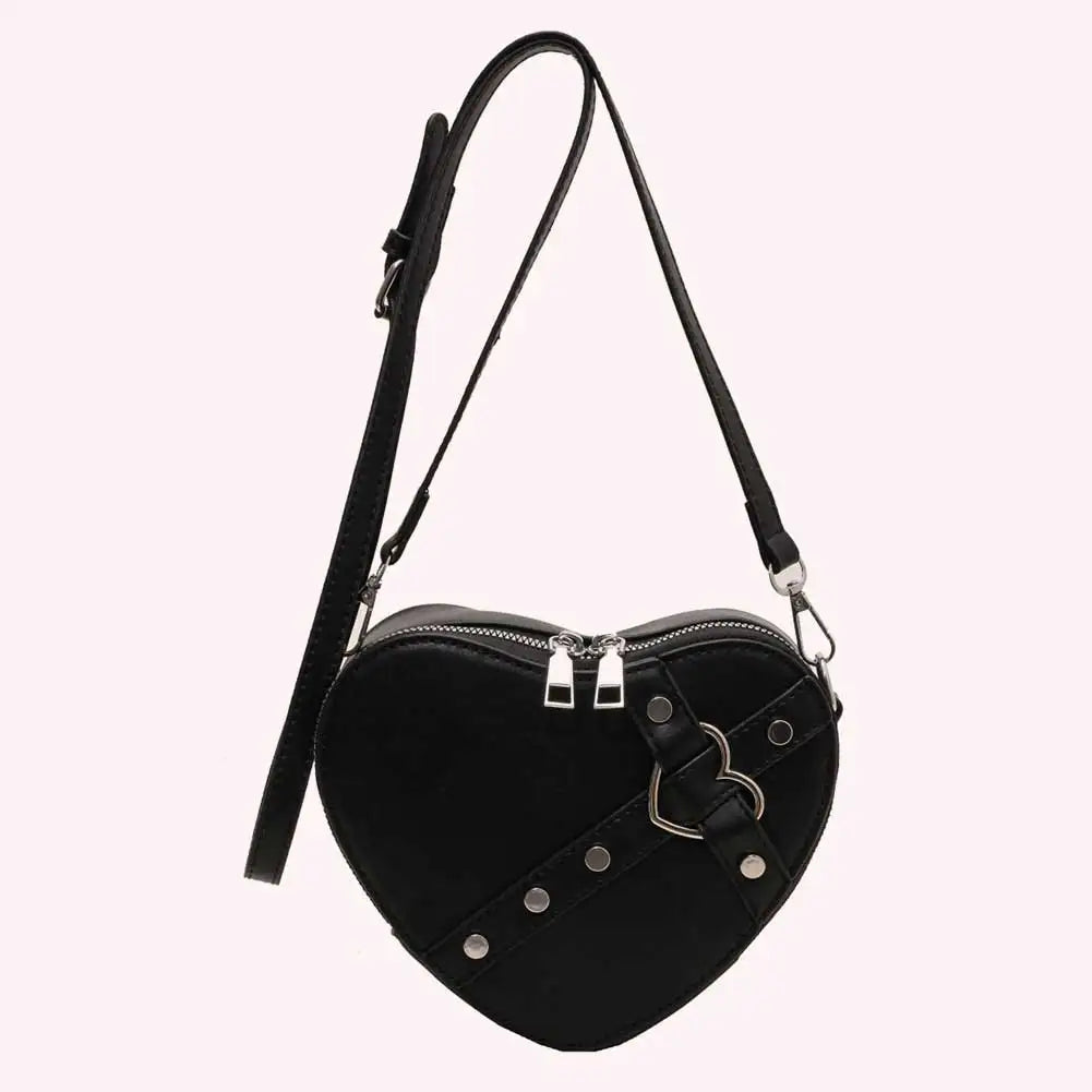 Heart-Shaped PU Leather Crossbody Bag – Gothic Rivet Shoulder Purse - Crossbody Bags - Cross Body Bags - 2024 - 9