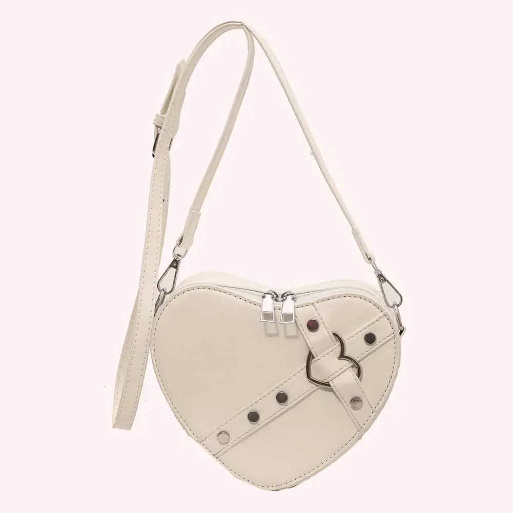 Heart-Shaped PU Leather Crossbody Bag – Gothic Rivet Shoulder Purse - Crossbody Bags - Cross Body Bags - 2024 - 7