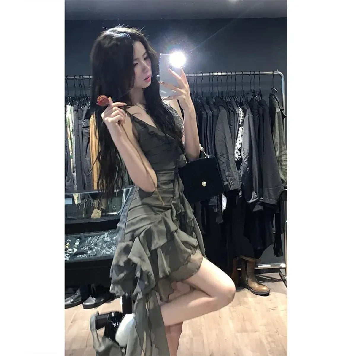 Gothic Ruffle Asymmetrical Dress - All Dresses - mini dress - 6