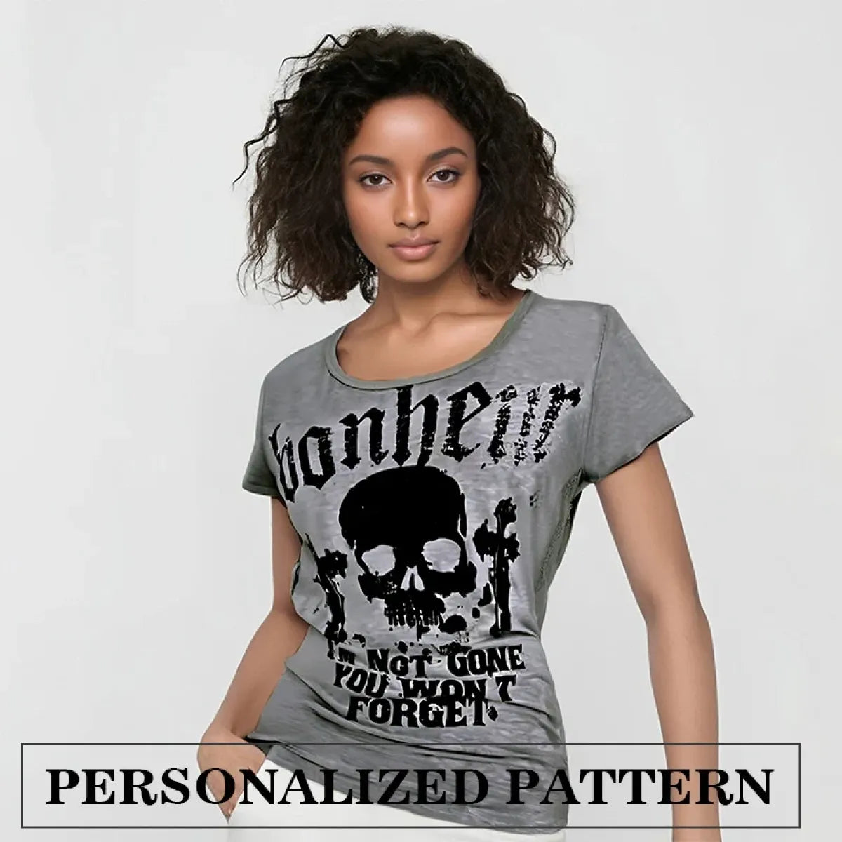 Gothic Punk Skull Print Tee – Y2K Vintage Slim Fit Top - T-Shirts - Short - Round - T-Shirts - 3