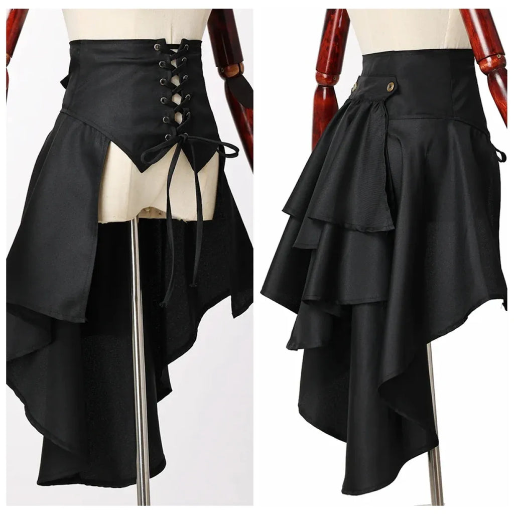 Gothic Steampunk Bustle Skirt – Victorian Corset Punk Style - Bottoms - Skirts - 4