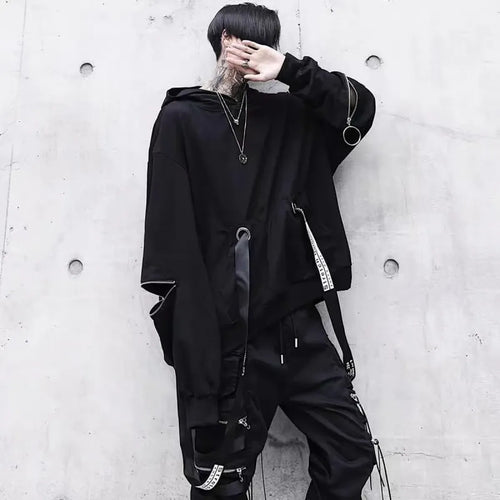 Gothic Techwear Black Hoodie - Hoodies & Sweatshirts - 1