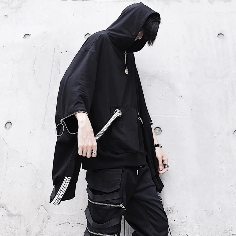 Gothic Techwear Black Hoodie - Hoodies & Sweatshirts - Shirts & Tops - 2024 - 2