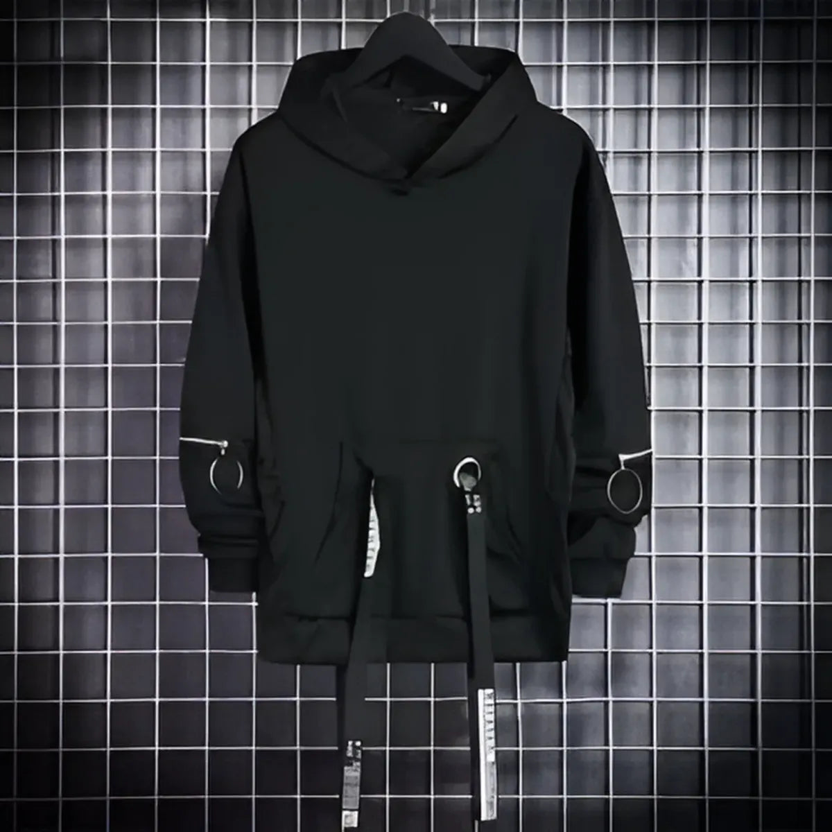 Gothic Techwear Black Hoodie - Hoodies & Sweatshirts - 7