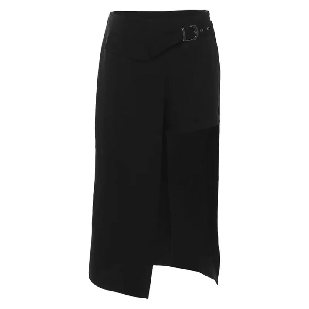 Gothic Techwear Mini Skirt – Irregular Hem Buckle Detail High Waist - Bottoms - Skirts - 8