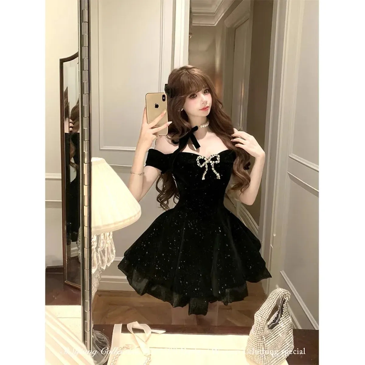 Gothic Velvet Bow Dress - All Dresses - Dresses - 1