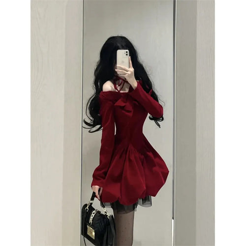Gothic Velvet Bow Dress - All Dresses - Dresses - 2