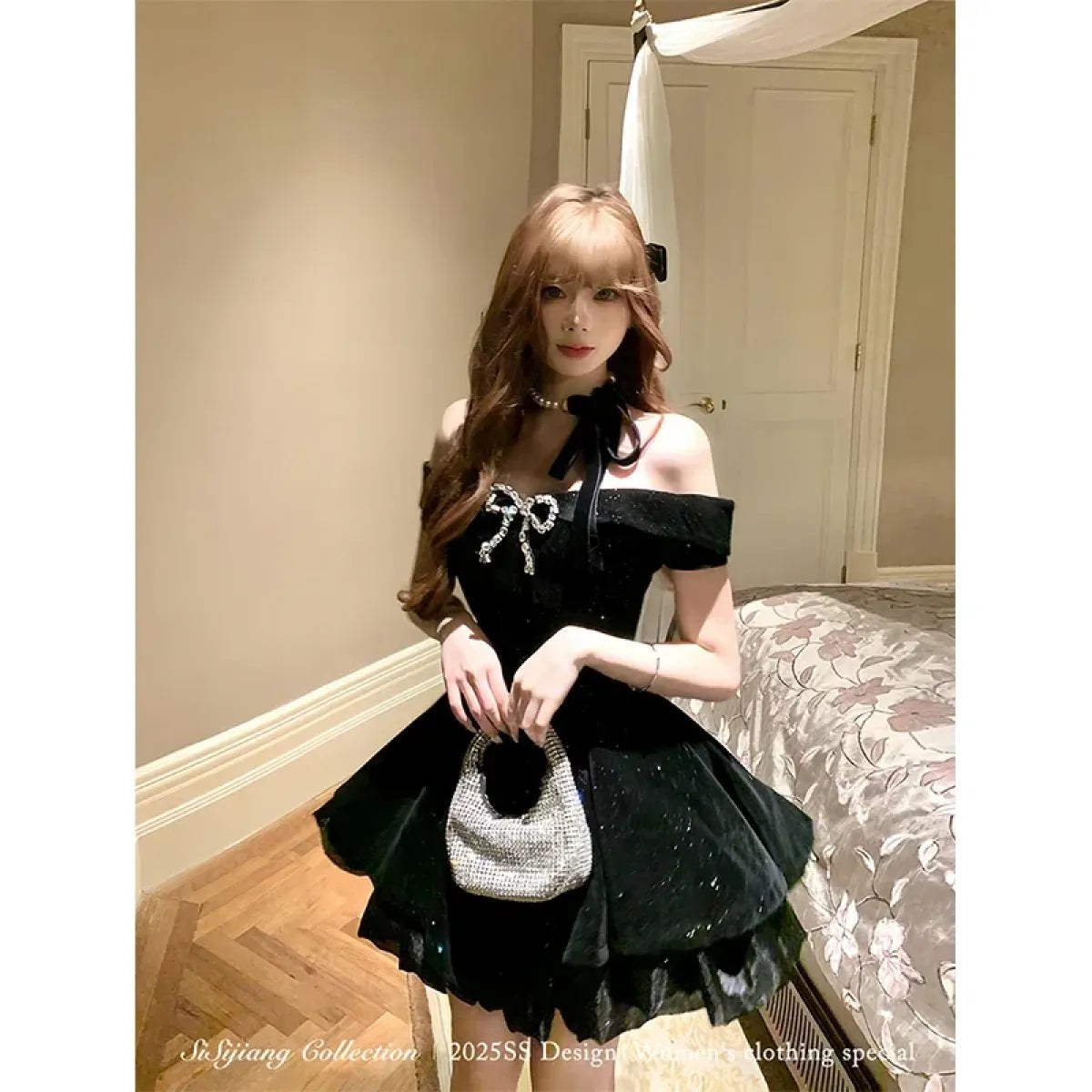 Gothic Velvet Bow Dress - All Dresses - Dresses - 4