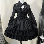 Gothic Victorian Lolita Dress - Punk Lace & Bow - All Dresses - 1