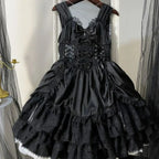 Gothic Victorian Lolita Dress - Punk Lace & Bow - All Dresses - 14