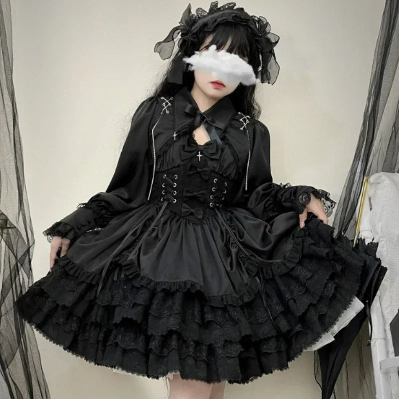 Gothic Victorian Lolita Dress - Punk Lace & Bow - All Dresses - Dresses - 3 - 2024