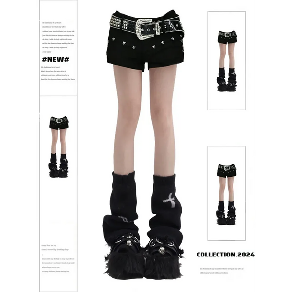 Gothic Y2K Denim Shorts – High Waist Harajuku Emo Style - Shorts - Shorts - 1