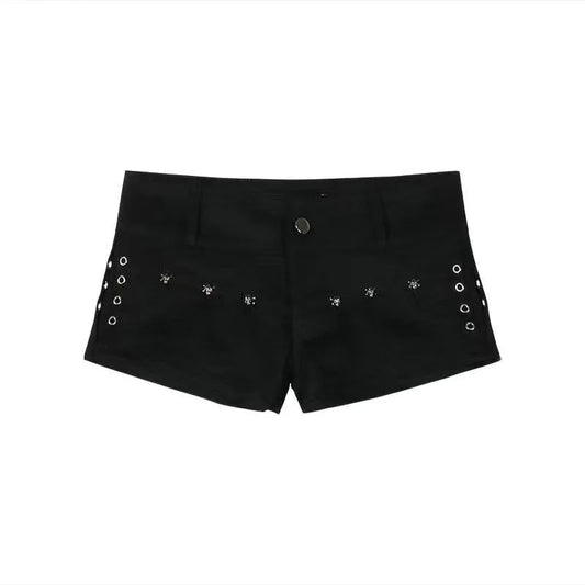 Gothic Y2K Denim Shorts – High Waist Harajuku Emo Style - Black / S - Shorts - 2025 - 5 - Worldwide Shipping