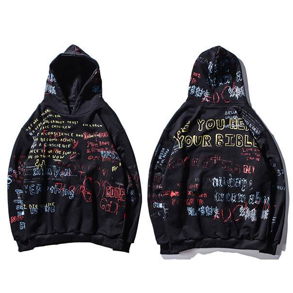 Hip Hop Graffiti Hoodie - Black / M - Hoodies & Sweatshirts - Shirts & Tops - 16 - 2024