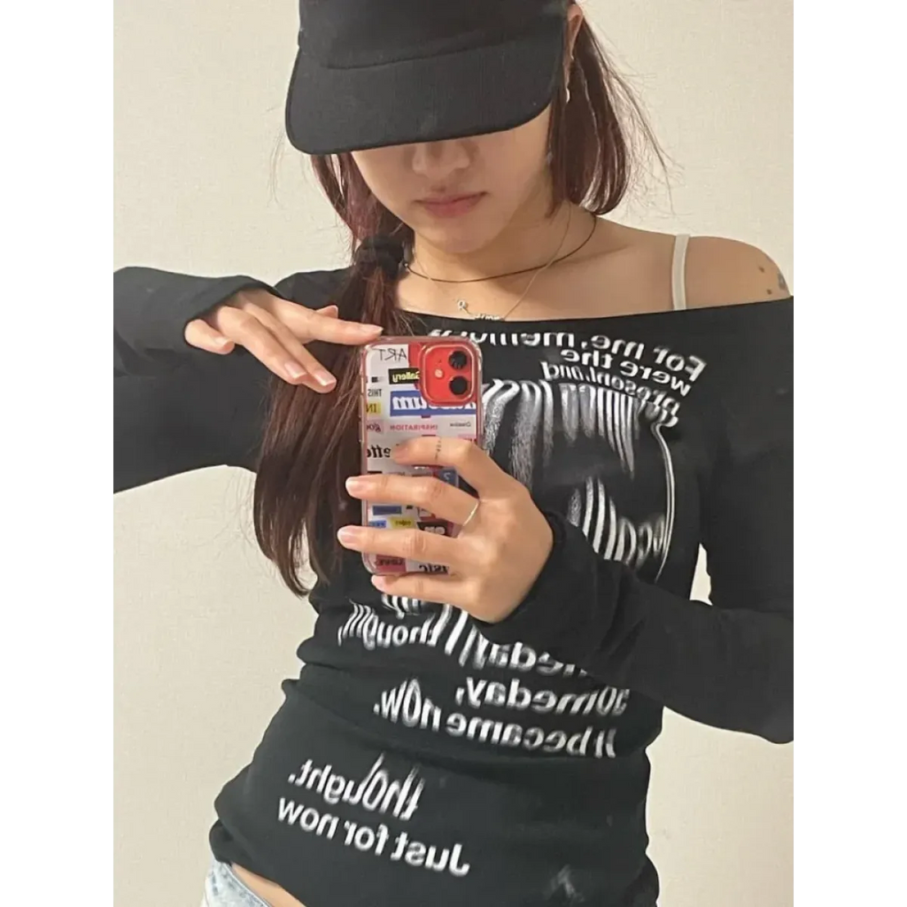 Graffiti Letter Print Crop Top: Y2K Aesthetic - Women’s Clothing & Accessories - 5