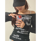 Graffiti Letter Print Crop Top: Y2K Aesthetic - Women’s Clothing & Accessories - 5