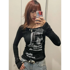 Graffiti Letter Print Crop Top: Y2K Aesthetic - Women’s Clothing & Accessories - 4