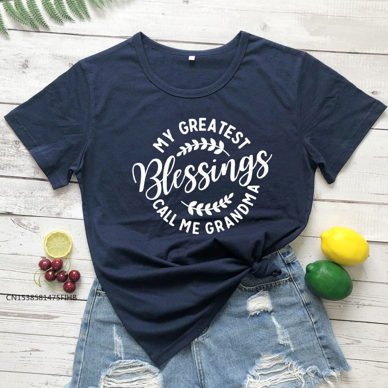 My Greatest Blessings Call Me Grandma T-Shirt - Dark Blue / S - T-Shirts - Shirts & Tops - 9 - 2024