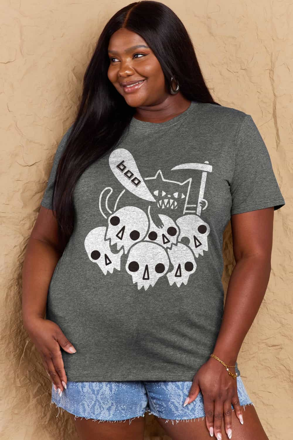 Full Size Graphic BOO Cotton T-Shirt - T-Shirts - Shirts & Tops - 10 - 2024