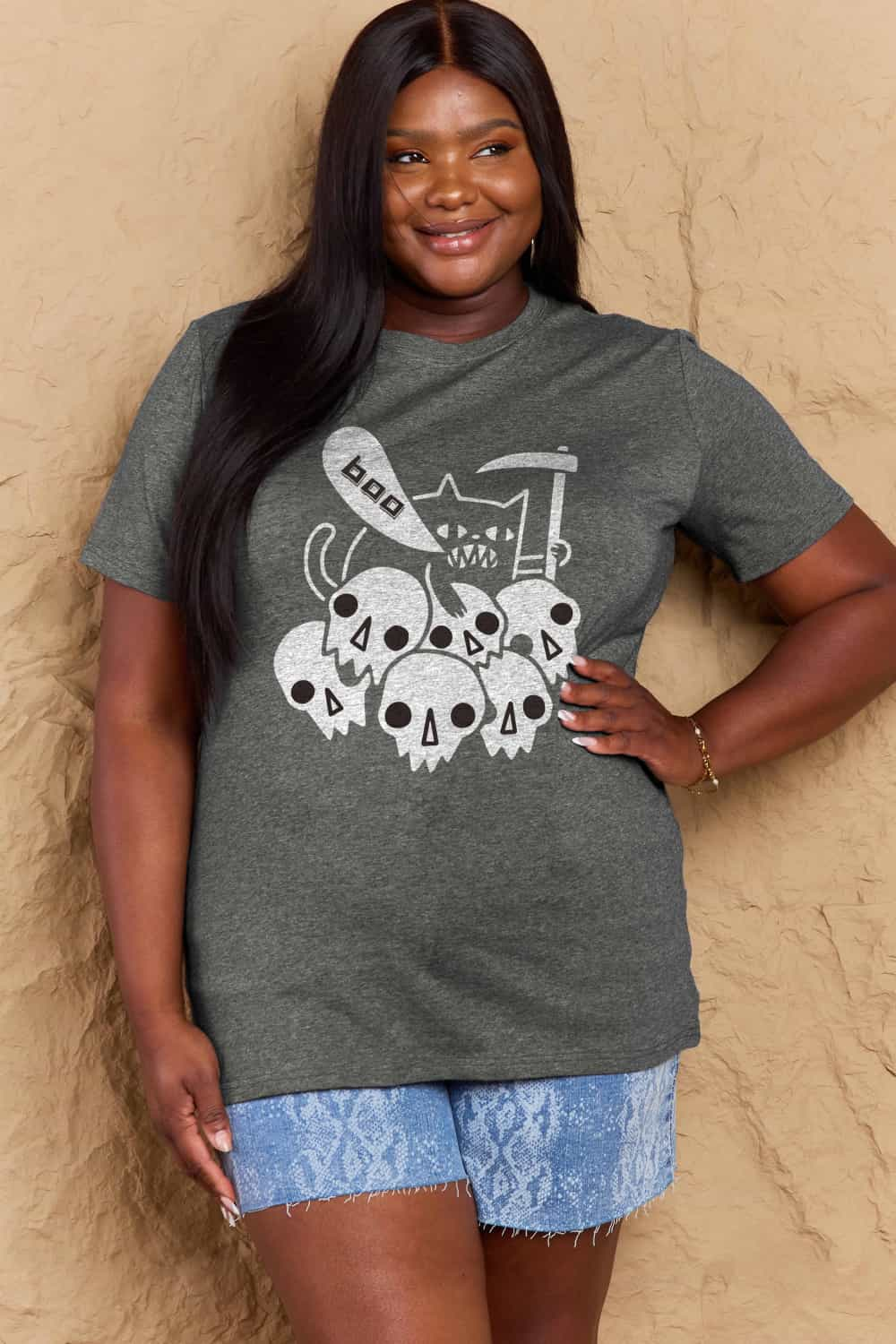 Full Size Graphic BOO Cotton T-Shirt - T-Shirts - Shirts & Tops - 11 - 2024