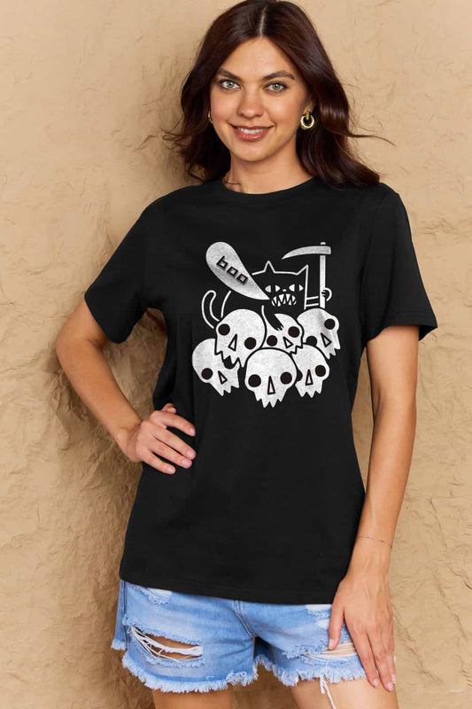 Full Size Graphic BOO Cotton T-Shirt - Black / S - T-Shirts - Shirts & Tops - 13 - 2024