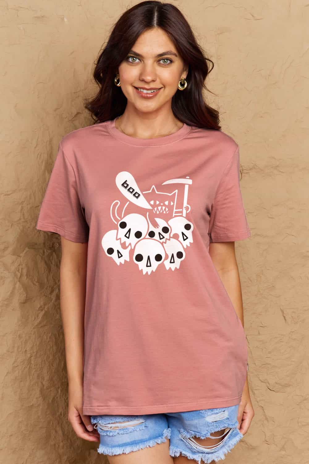 Full Size Graphic BOO Cotton T-Shirt - T-Shirts - Shirts & Tops - 20 - 2024