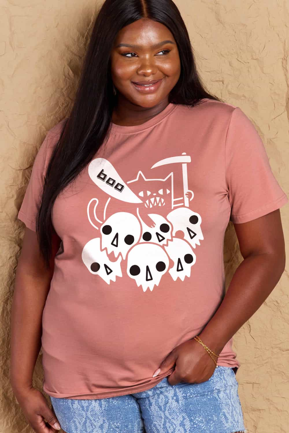 Full Size Graphic BOO Cotton T-Shirt - T-Shirts - Shirts & Tops - 23 - 2024