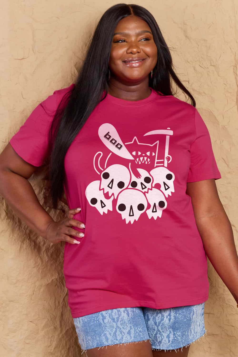 Full Size Graphic BOO Cotton T-Shirt - T-Shirts - Shirts & Tops - 4 - 2024