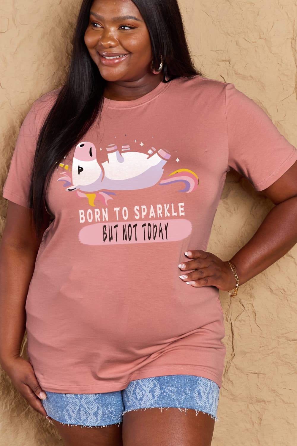 Full Size BORN TO SPARKLE BUT NOT TODAY Graphic Cotton Tee - T-Shirts - Shirts & Tops - 11 - 2024