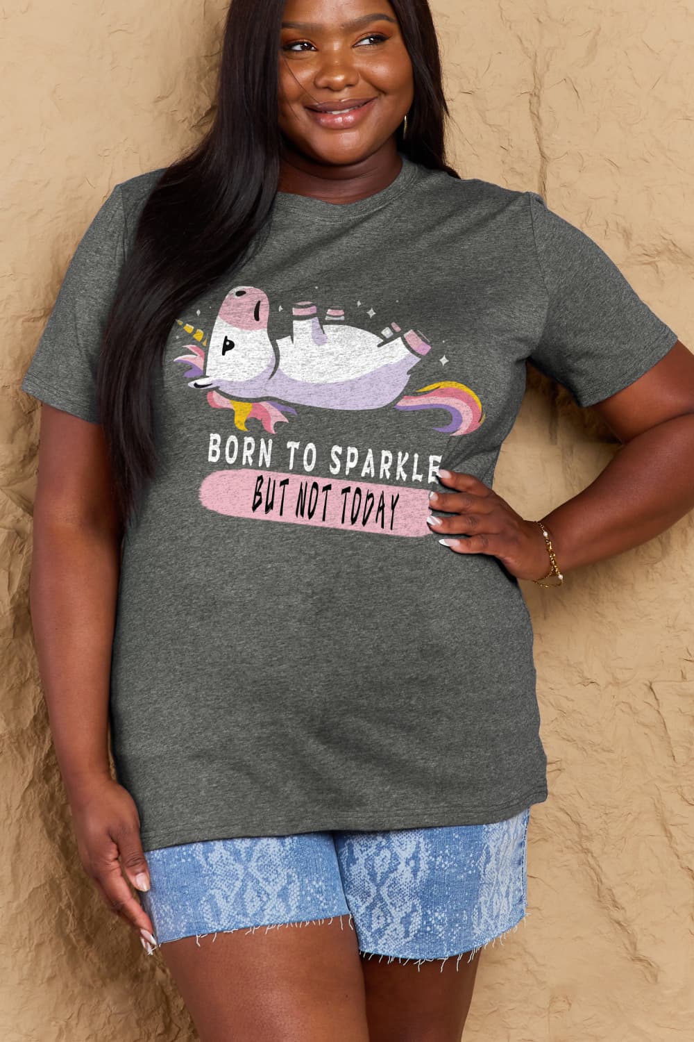 Full Size BORN TO SPARKLE BUT NOT TODAY Graphic Cotton Tee - T-Shirts - Shirts & Tops - 4 - 2024