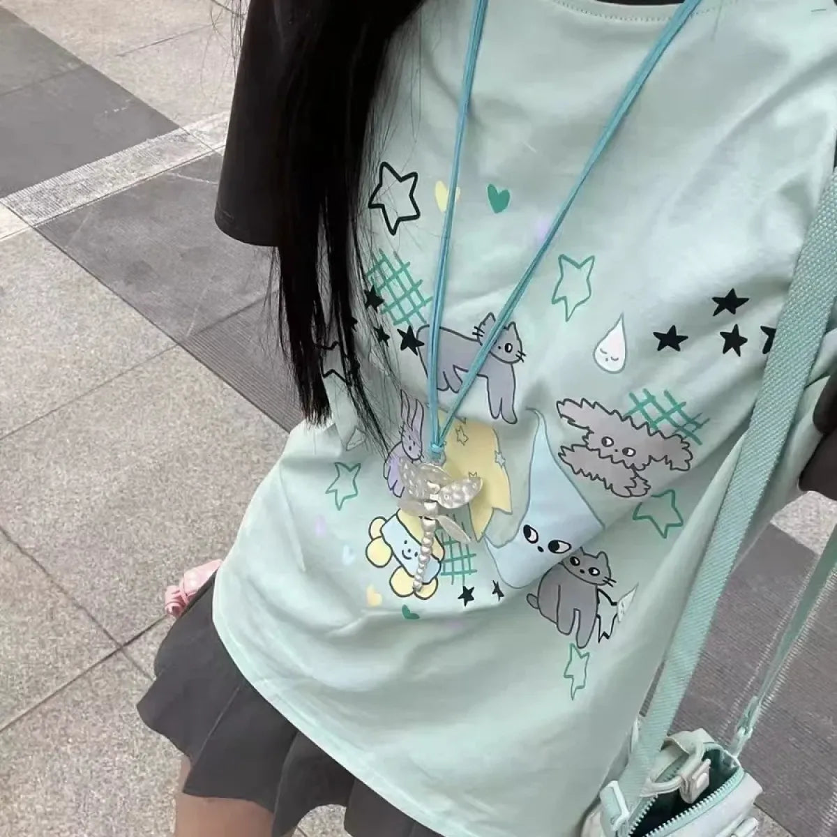 Graphic Print Casual T-Shirt - T-Shirts - Short - Round - Women T-shirts - 6