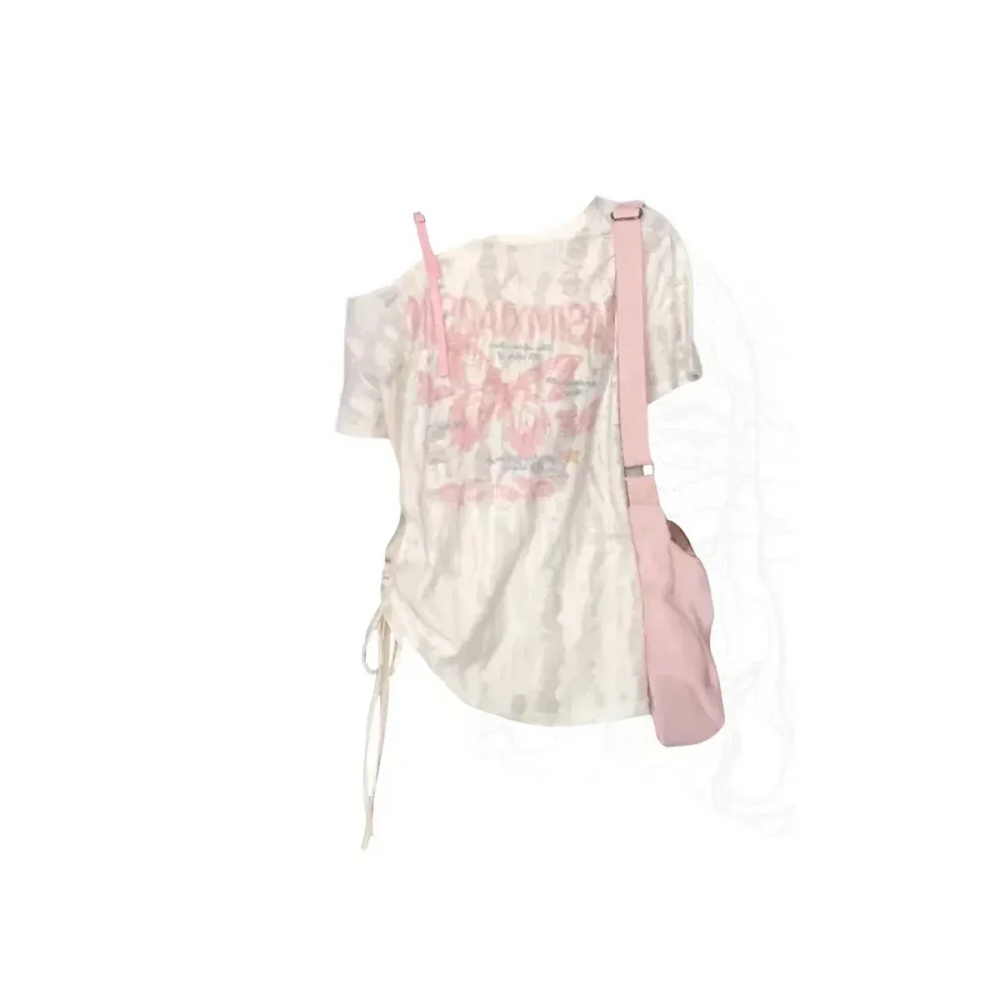 Graphic Print Y2K T-Shirt – Harajuku Vintage Aesthetic - T-Shirts - Short - Asymmetric - T-Shirts - 1