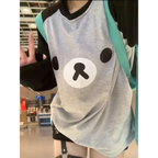 Gray Kawaii Bear Oversized T-Shirt – Harajuku Long Sleeve Top Y2K Style - T-Shirts - Long - Round - T-Shirts - 2