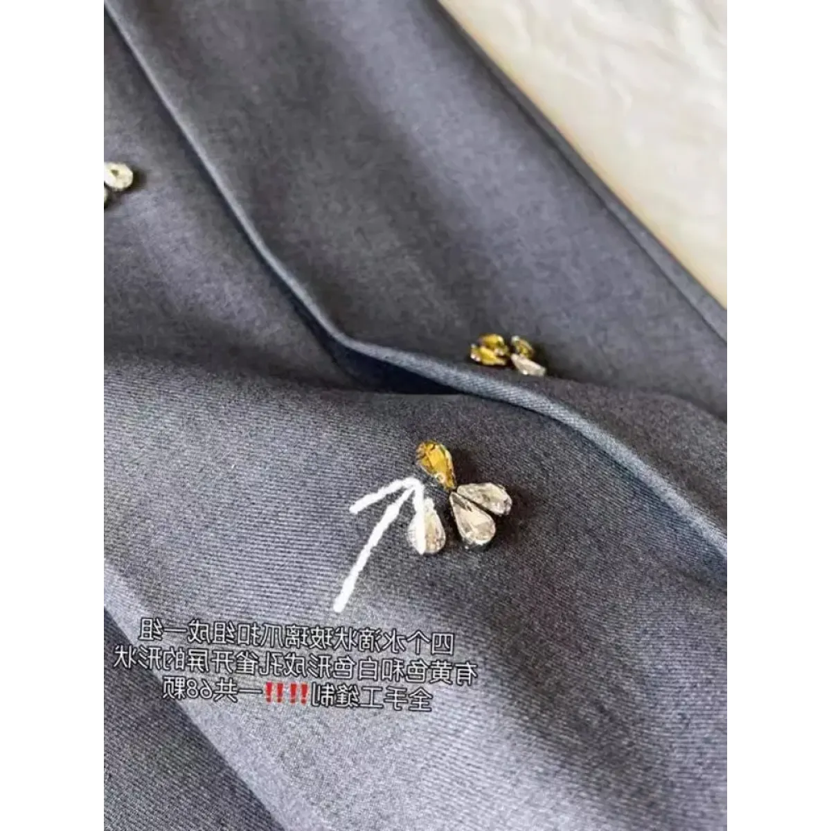 Embroidered Beaded Gray Midi Skirt - Bottoms - Skirt - 4