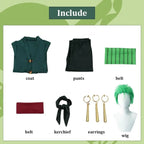 Zoro Anime Cosplay Costume Set with Wig & Accessories - Anime - Cosplay - 5