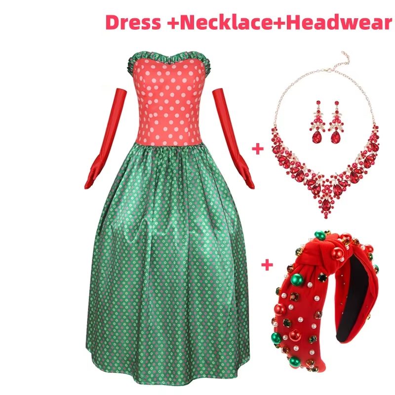 Martha May Whovier Costume – How the Grinch Stole Christmas Dress - S / Dress Necklace Head - All Dresses - Dance