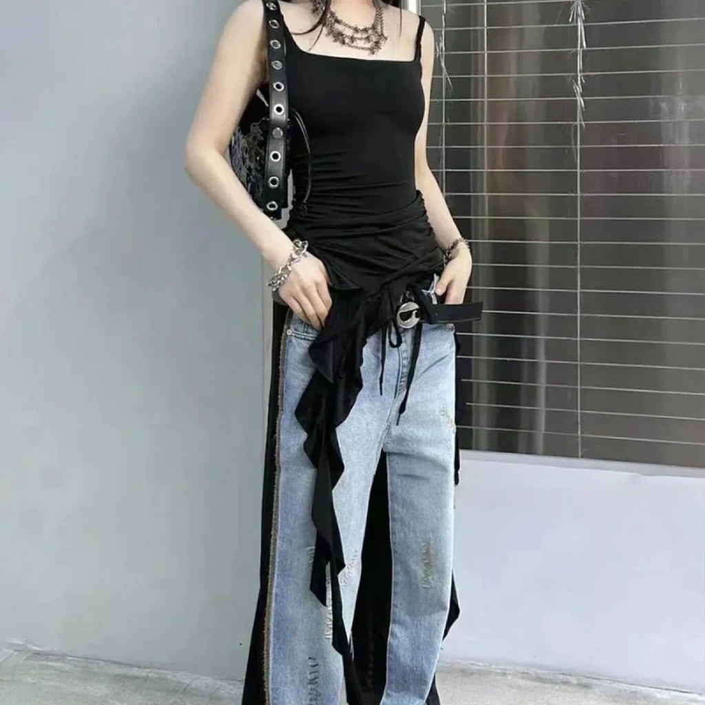 Grunge Asymmetrical Ruffle Tank Top - Tops - Tank Tops - 2