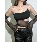 Grunge Cut Out Mesh Crop Top - Women’s Clothing & Accessories - 2