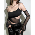 Grunge Cut Out Mesh Crop Top - Women’s Clothing & Accessories - 8