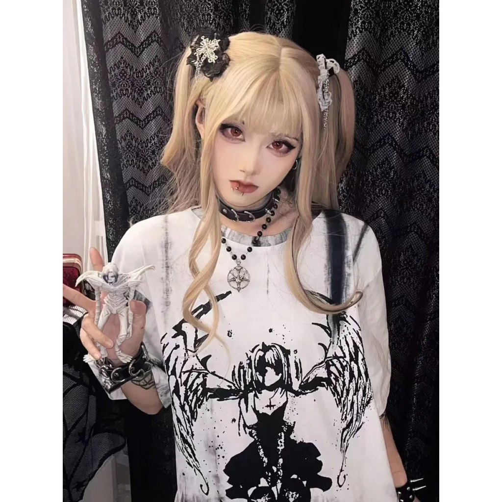 Grunge Gothic Cartoon Print T-Shirt - T-Shirts - 3