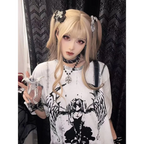 Grunge Gothic Cartoon Print T-Shirt - T-Shirts - 3