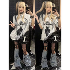 Grunge Gothic Cartoon Print T-Shirt - T-Shirts - 5