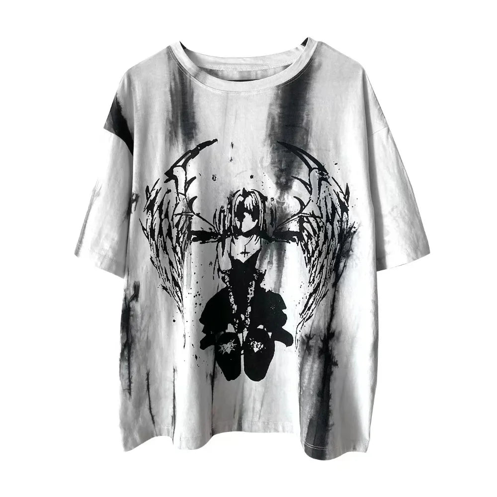 Grunge Gothic Cartoon Print T-Shirt - T-Shirts - Shirts & Tops - 6 - 2024