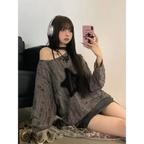 Grunge Star Print Distressed T-Shirt - T-Shirts - 2